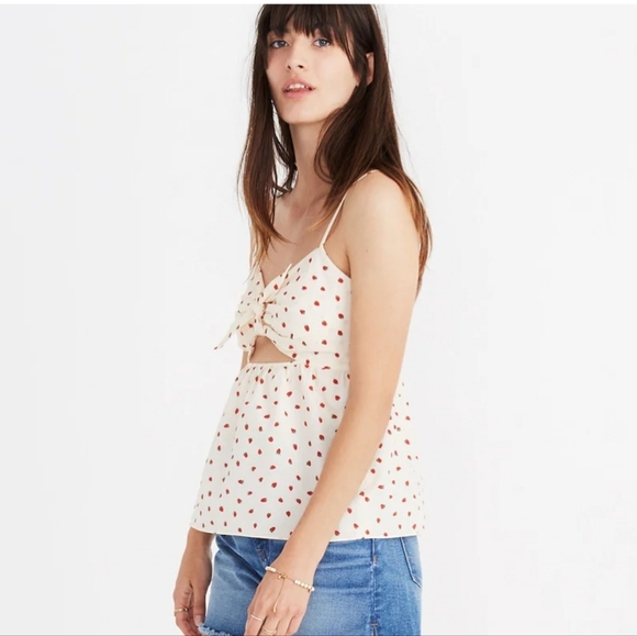 Madewell tie-front keyhole cami top - Picture 2 of 6